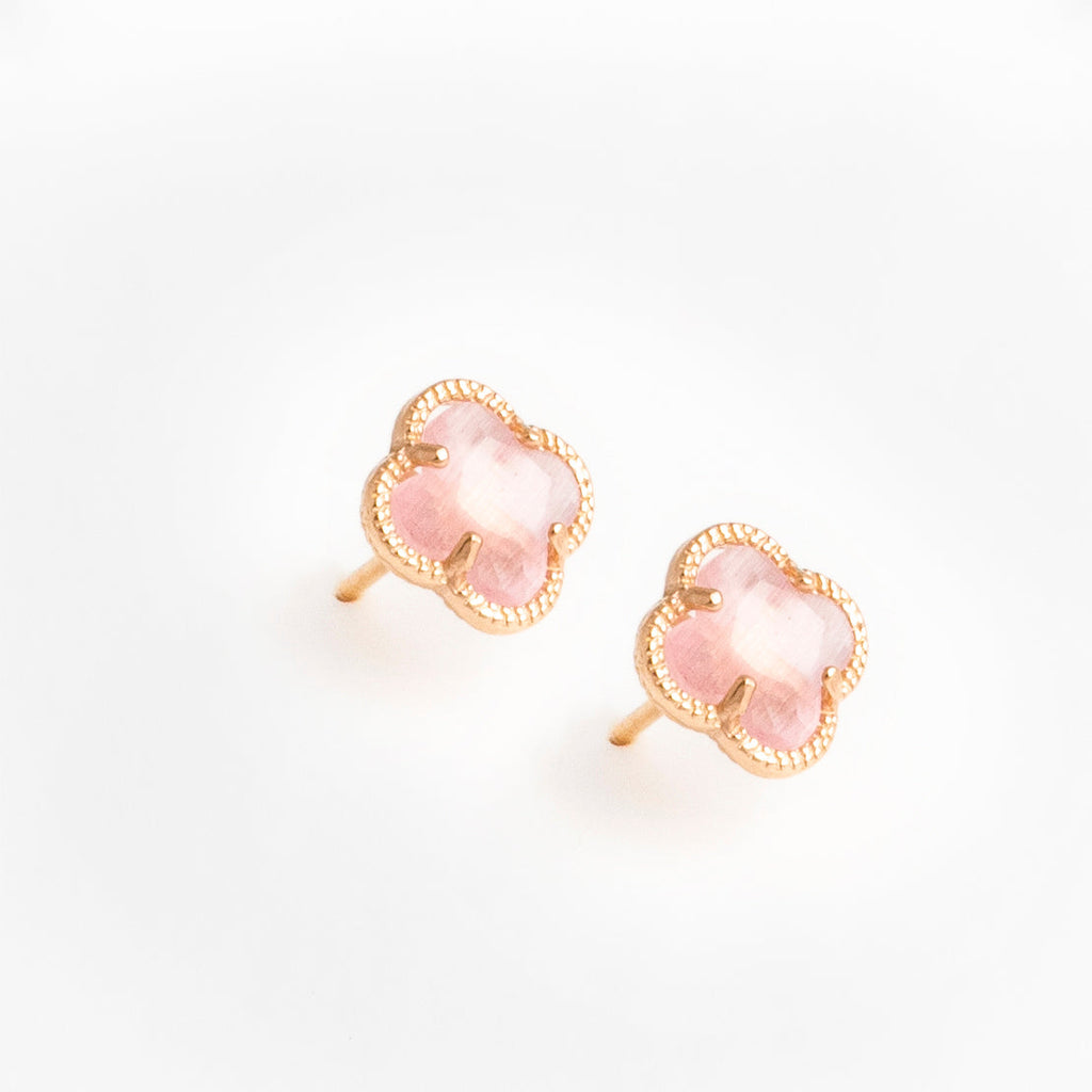 Clover | Earrings with Pink Quartz