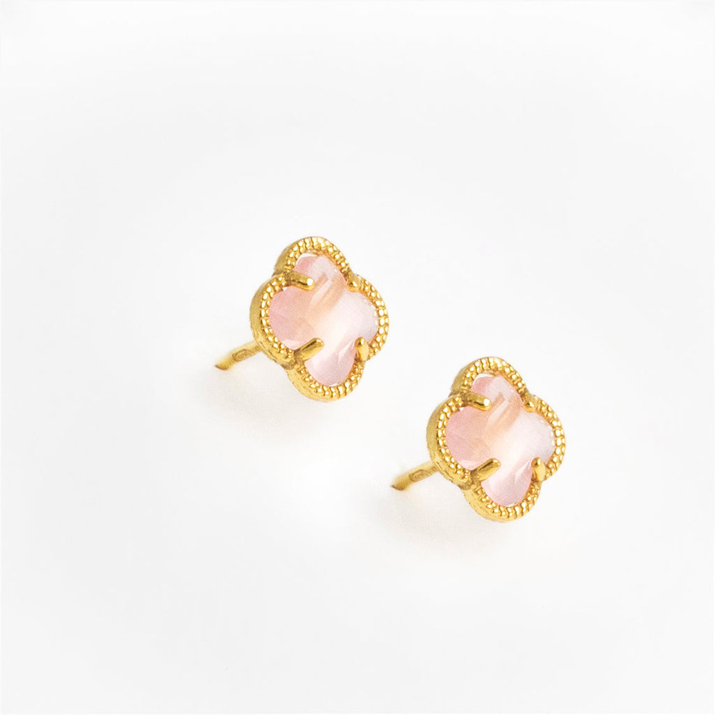 Clover gift set Gold with Pink quartz