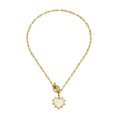 MOTHER-OF-PEARL MOSAIC HEART PENDANT NECKLACE