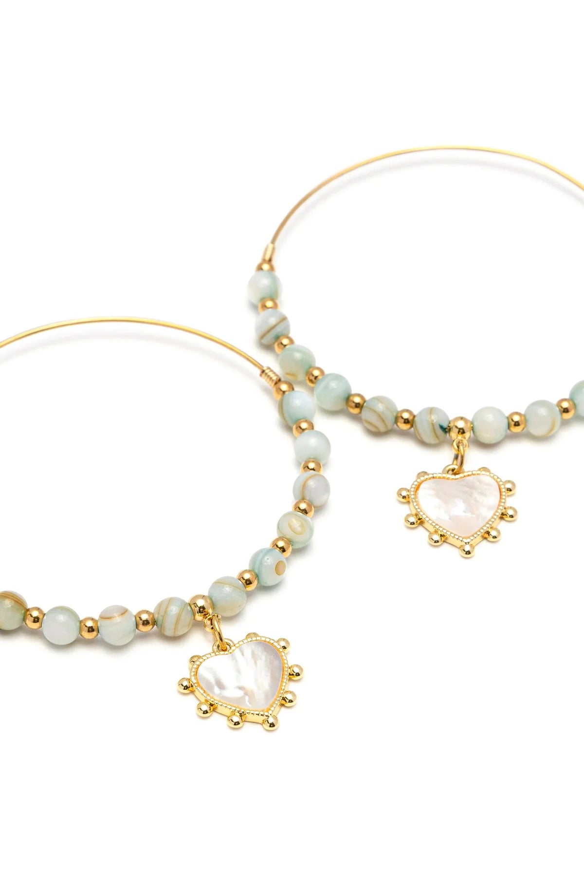 MOTHER-OF-PEARL HEART HOOP EARRINGS