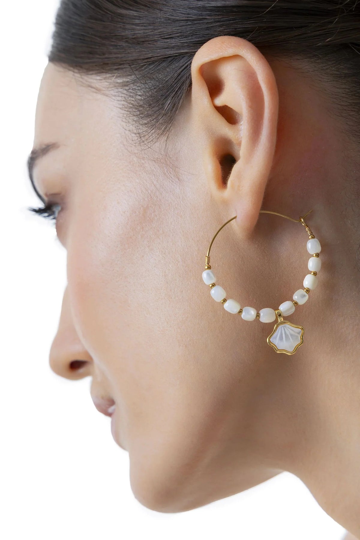 SHELL HOOP EARRINGS
