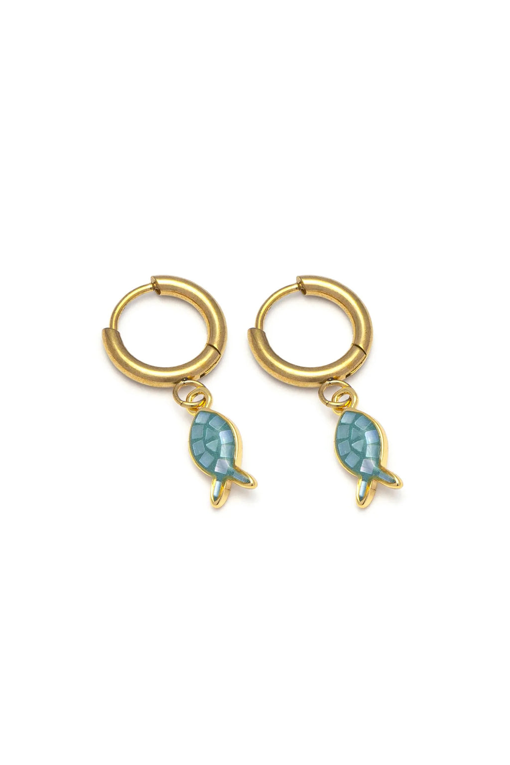 BLUE FISH HOOP EARRINGS