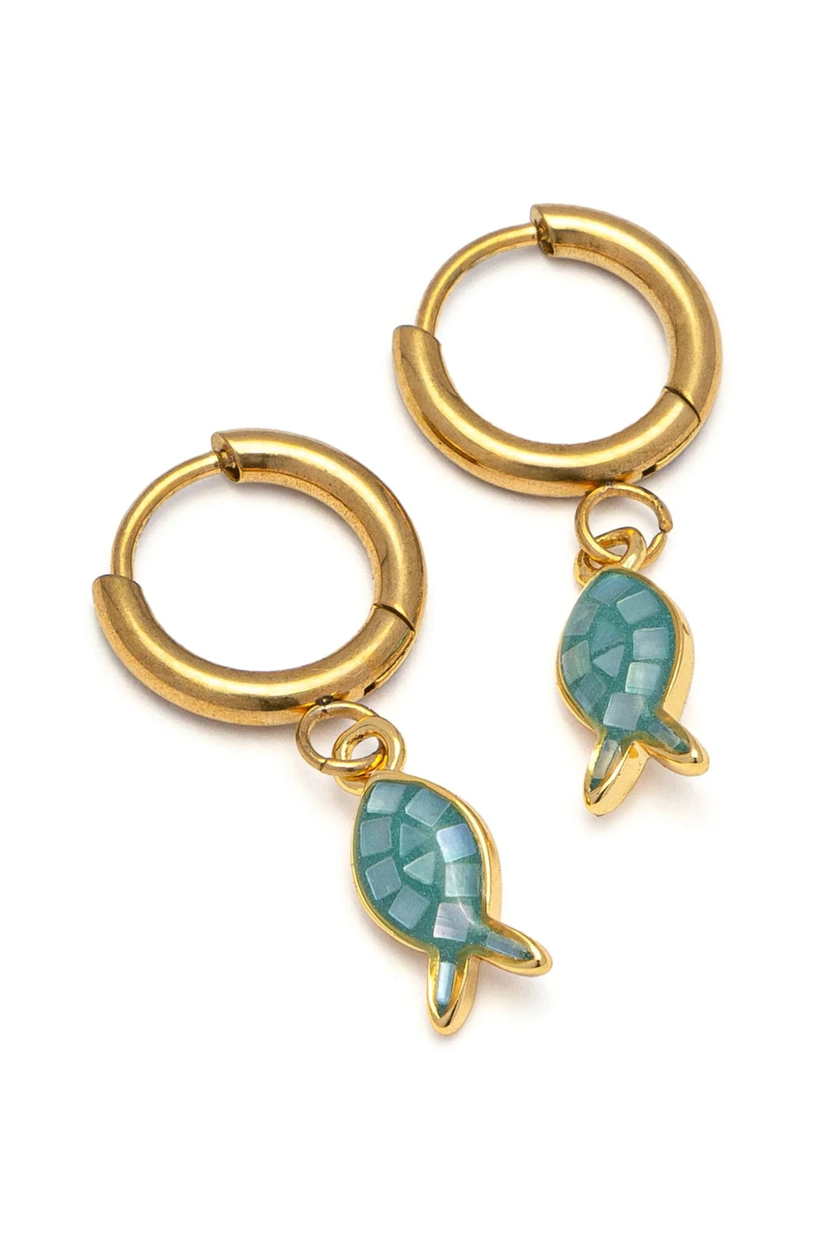 BLUE FISH HOOP EARRINGS