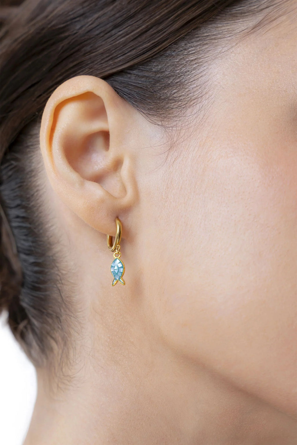 BLUE FISH HOOP EARRINGS