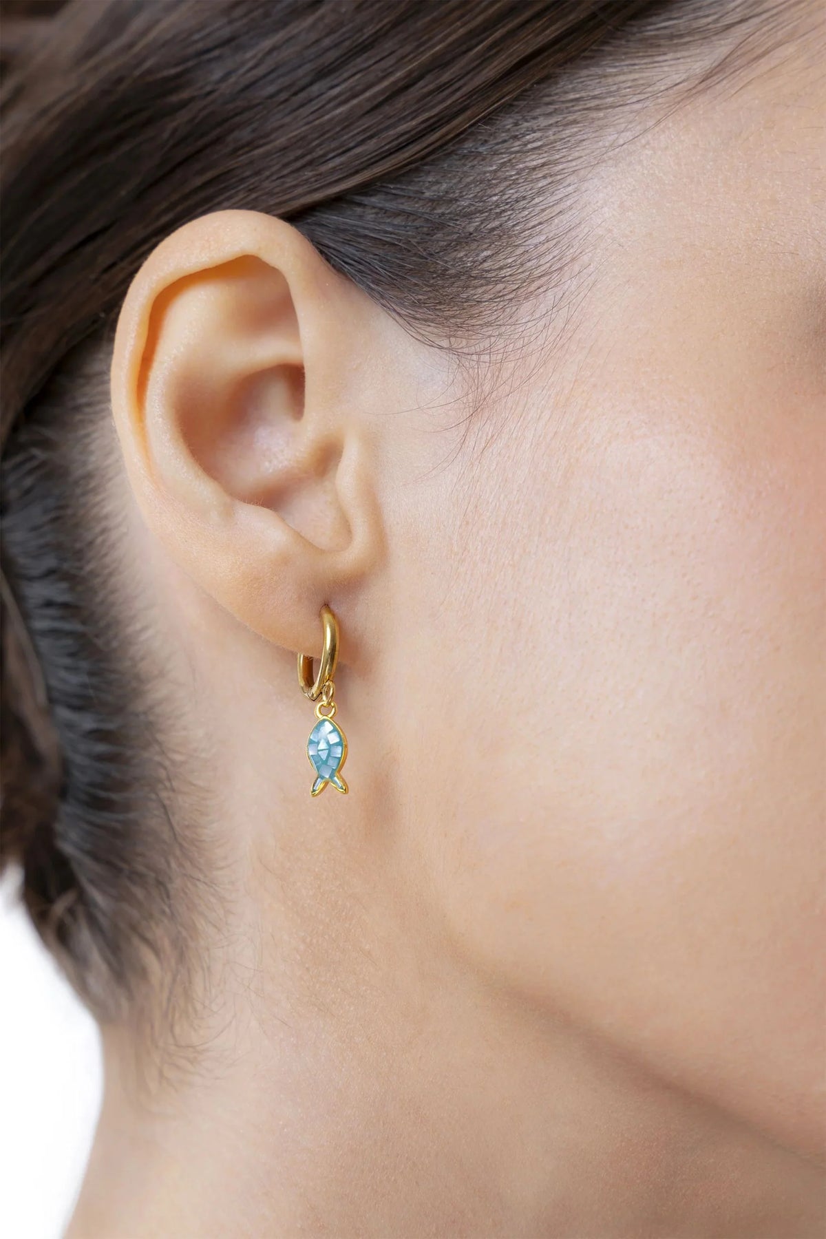 BLUE FISH HOOP EARRINGS