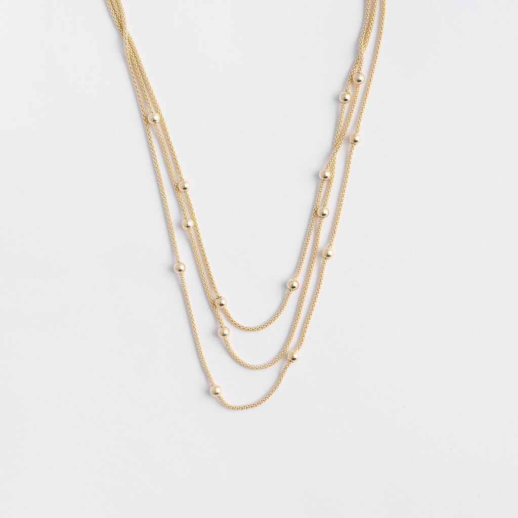 Mesh 3 strand ball necklace