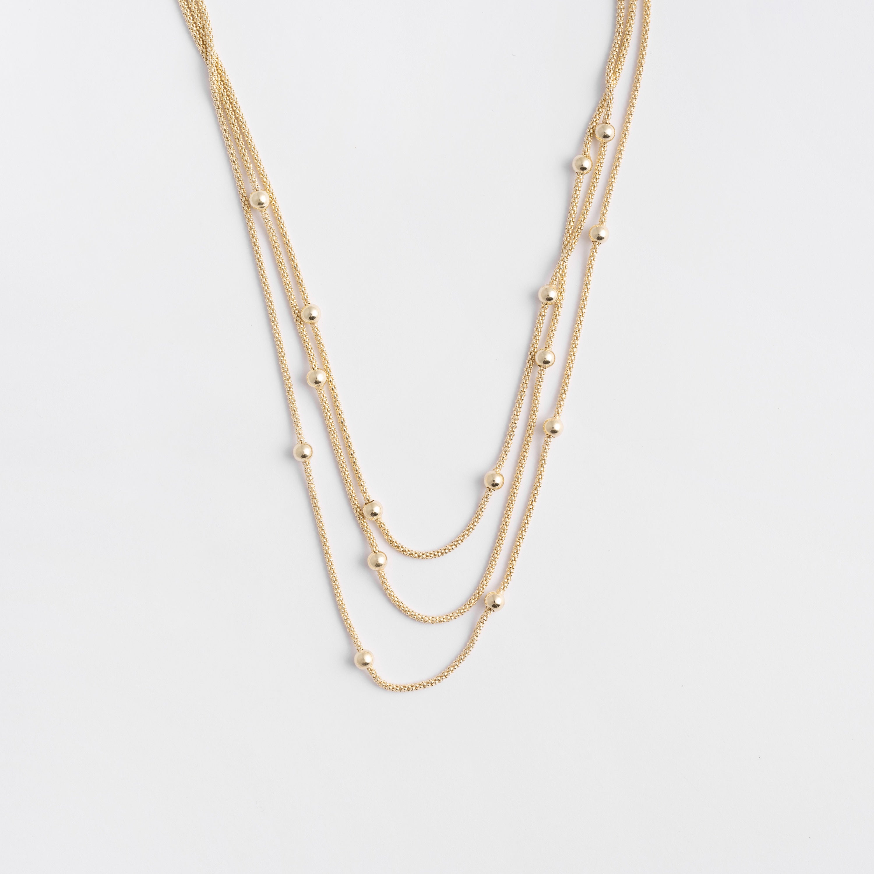Mesh 3 strand ball necklace