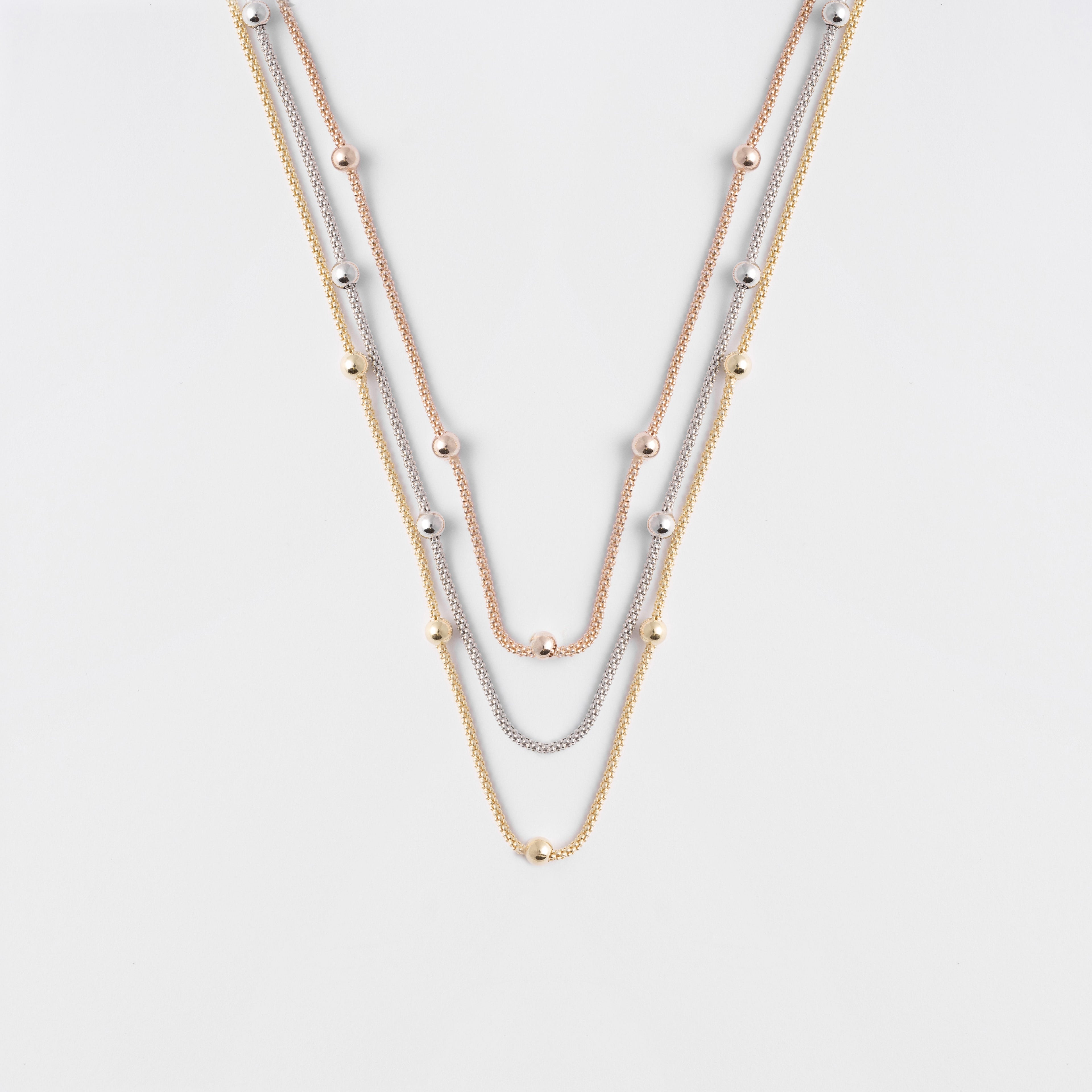 Mesh 3 strand ball necklace