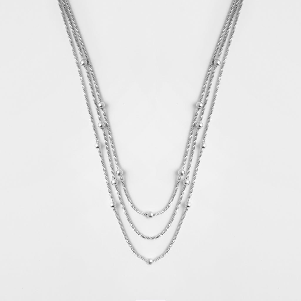 Mesh 3 strand ball necklace