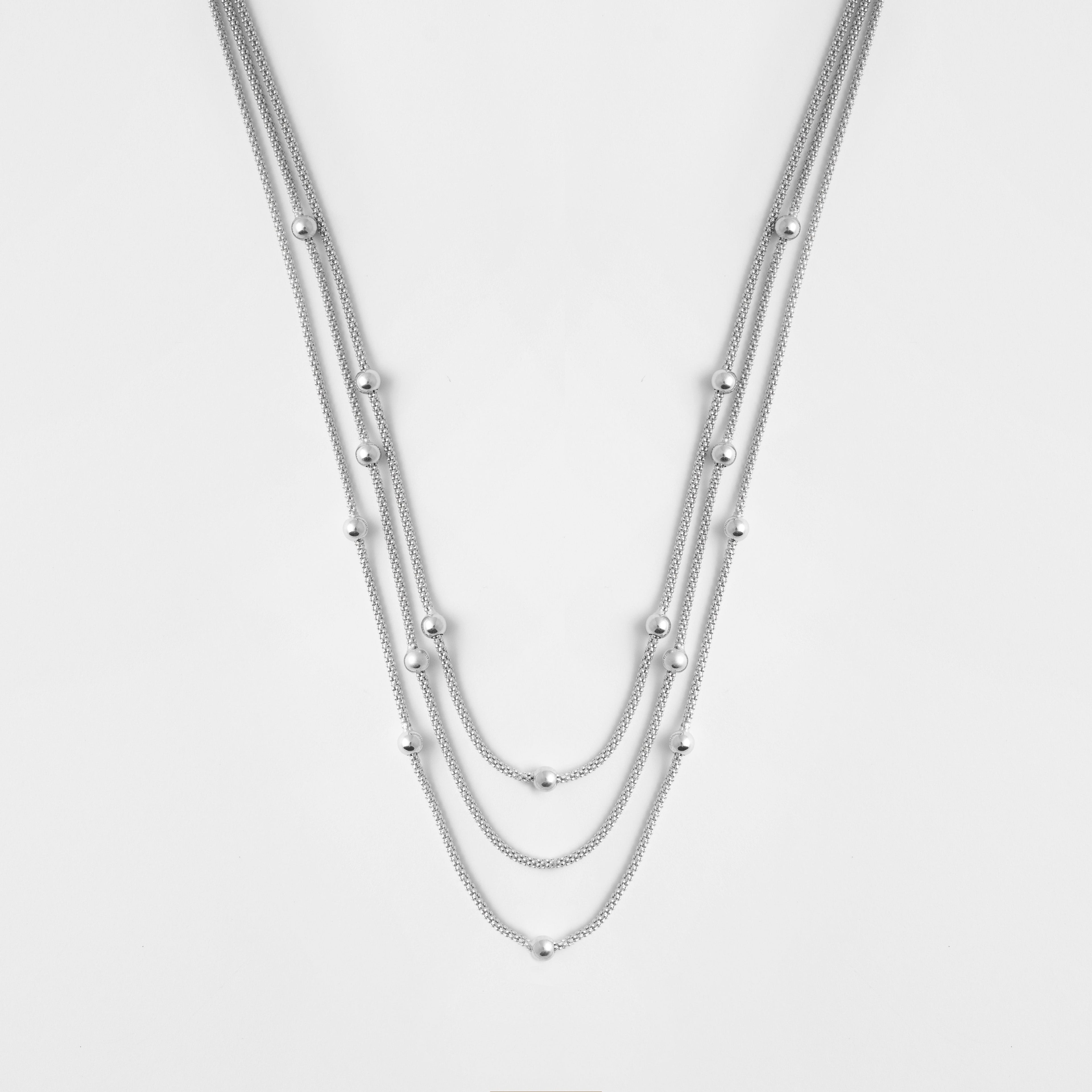 Mesh 3 strand ball necklace