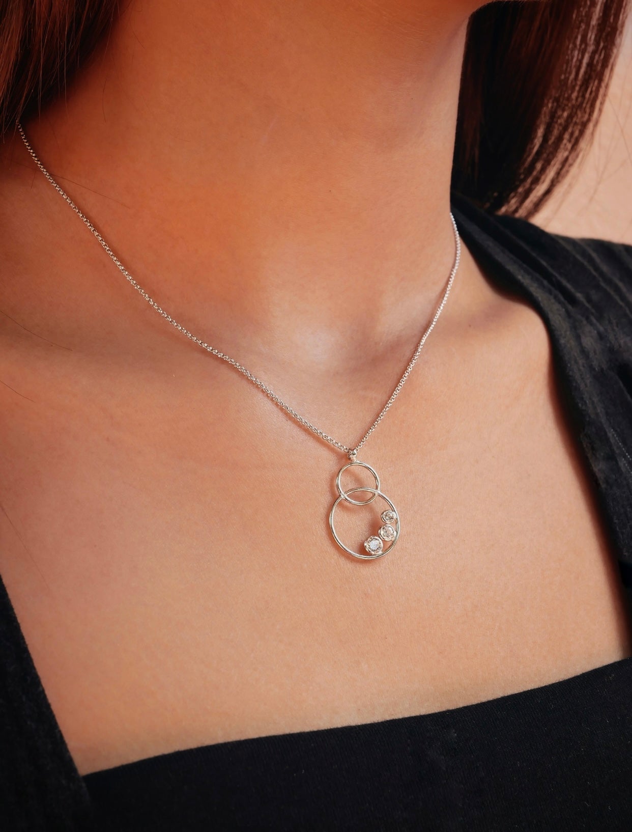 Ocean Wave | Double Hoop with Zircon Necklace