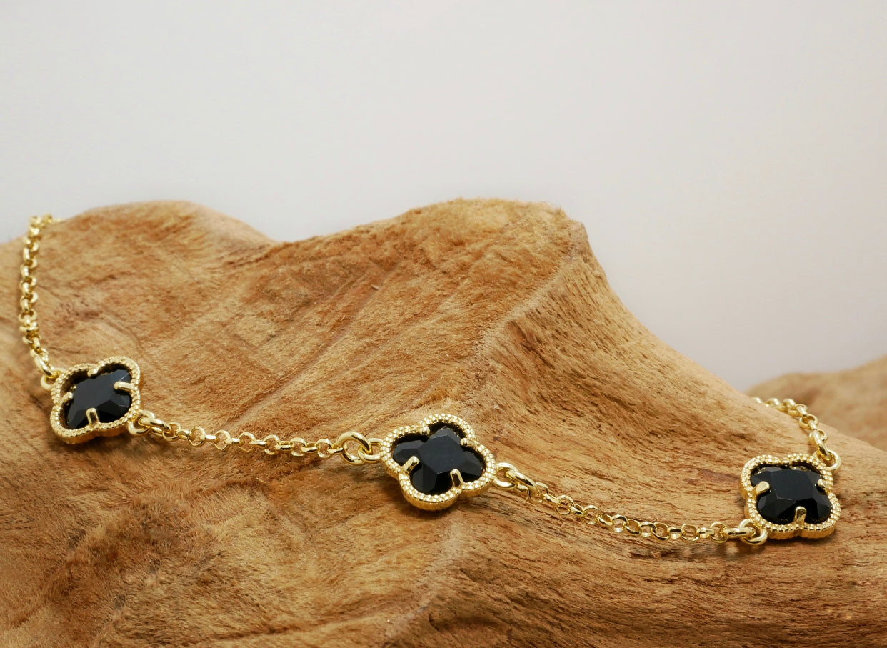 Clover | Bracelet with Black Quartz