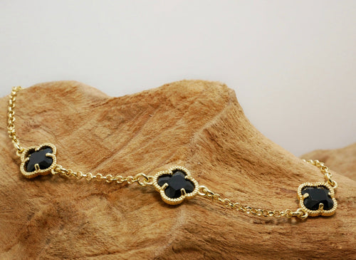 Clover | Bracelet with Black Quartz