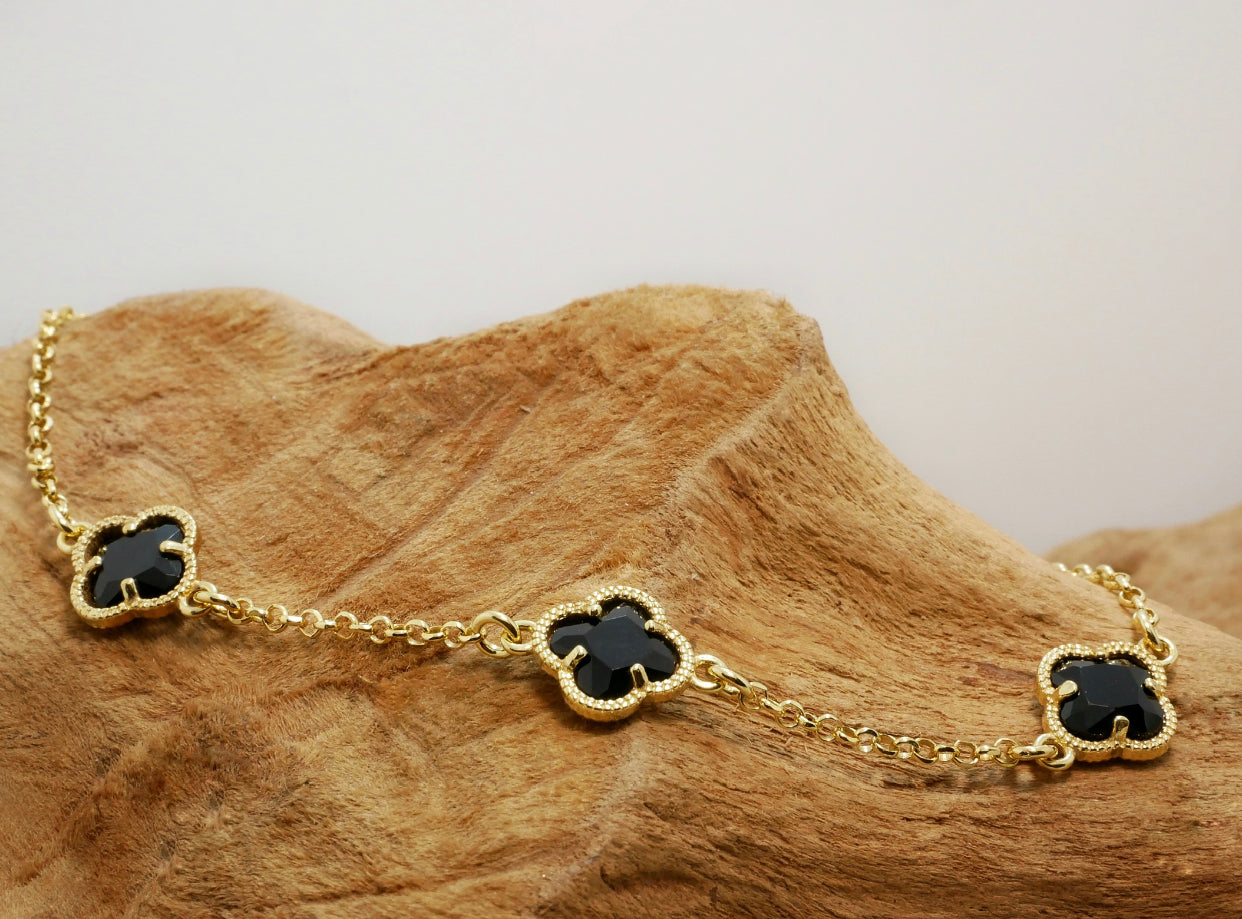 Clover | Bracelet with Black Quartz