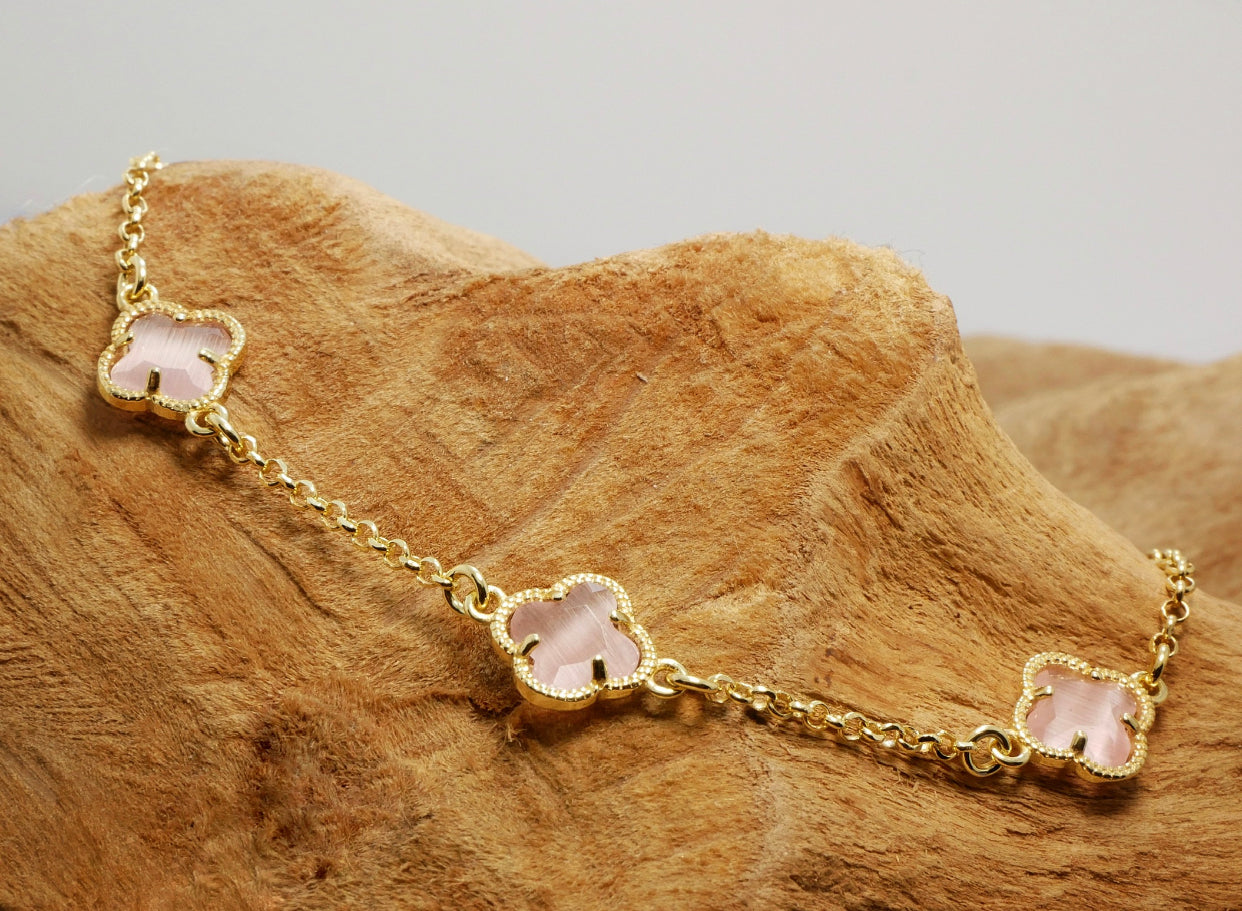 Clover | Bracelet with Pink Quartz