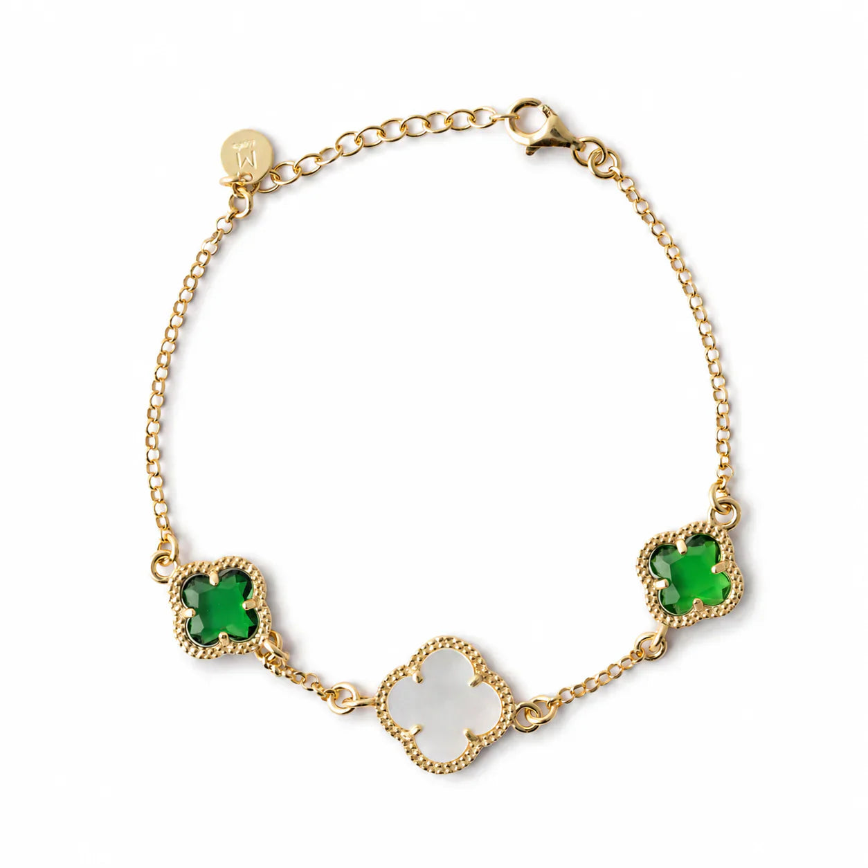CLOVER | BRACELET WITH EMERALD QUARTZ AND MOTHER OF PEARL