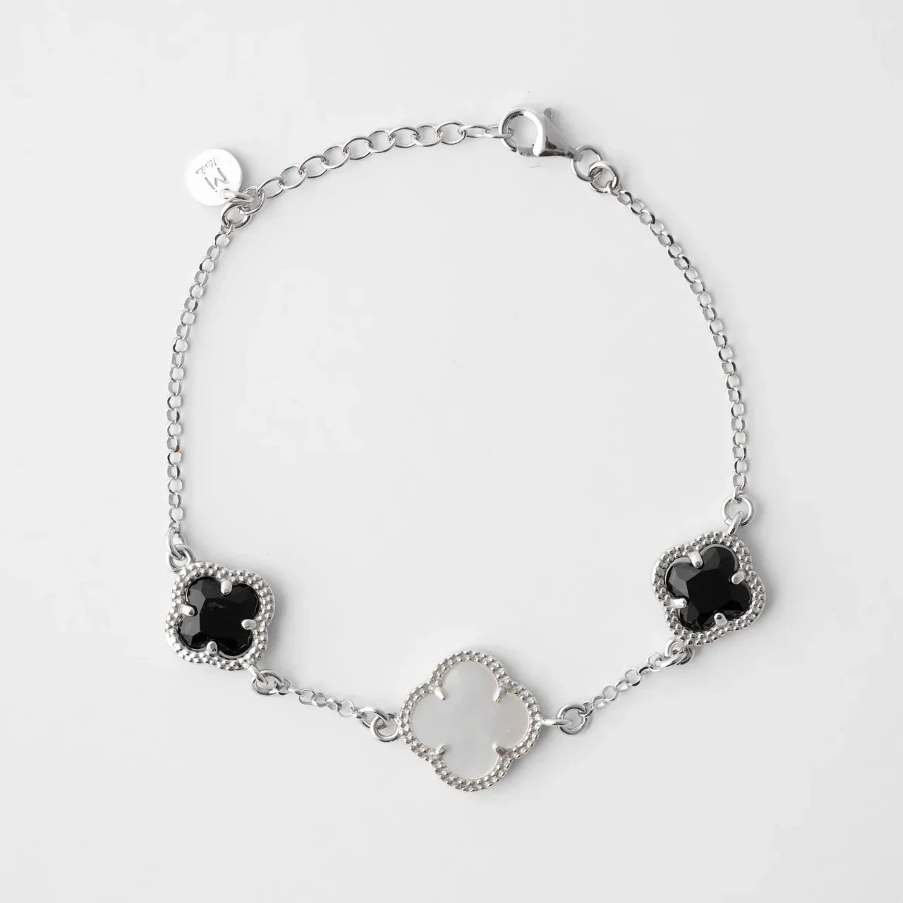 CLOVER | BRACELET WITH BLACK QUARTZ AND MOTHER OF PEARL
