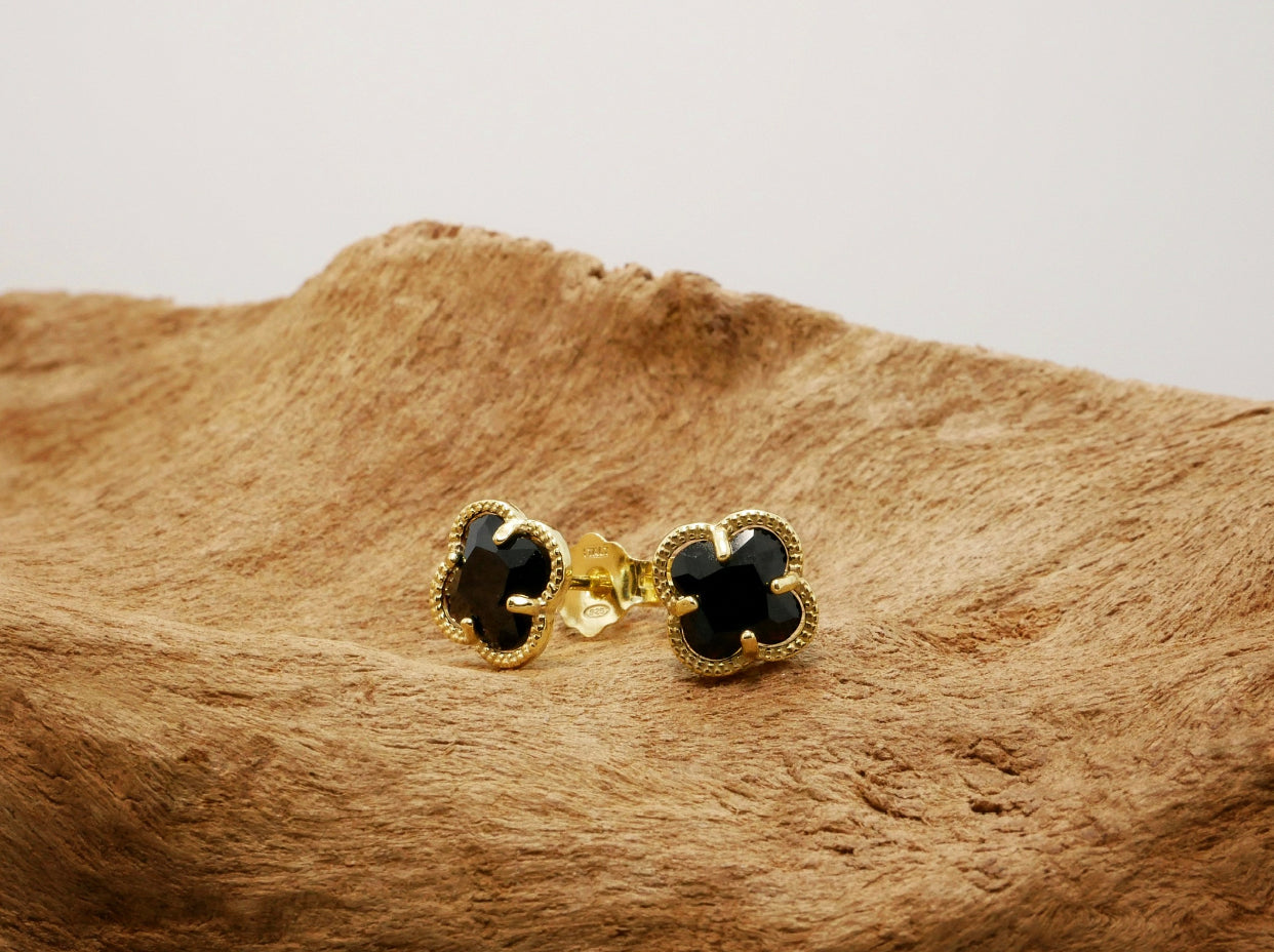 Clover | Earrings with Black Quartz