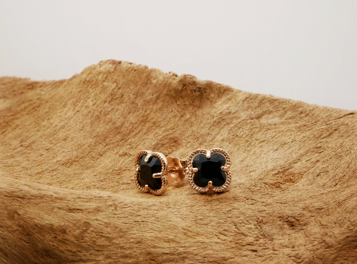 Clover | Earrings with Black Quartz