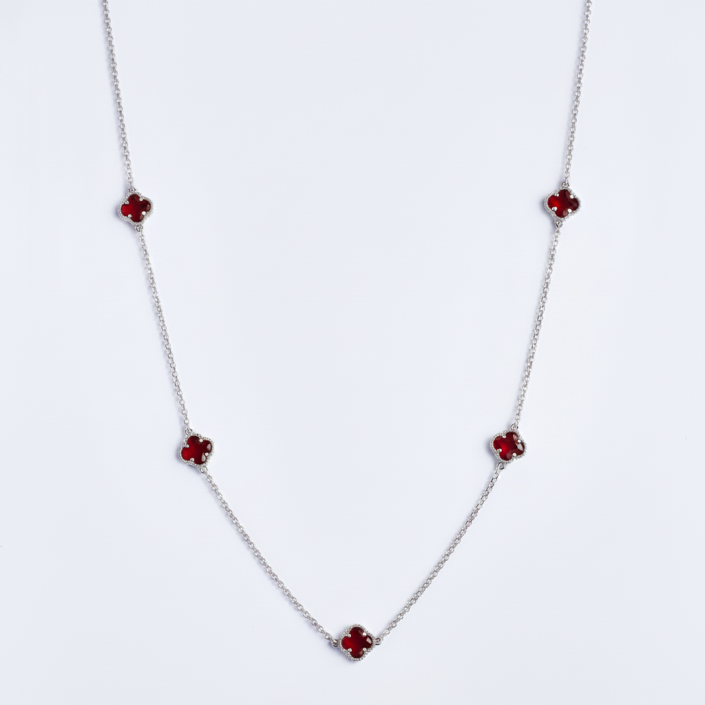 CLOVER | NECKLACE WITH EMERALD QUARTZ AND MOTHER OF PEARL