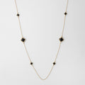 Clover long necklace with black quartz