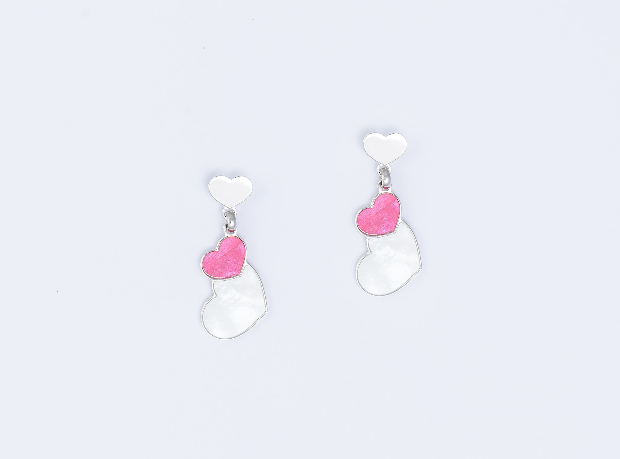 Enamel and Mother-of-Pearl Heart Earrings