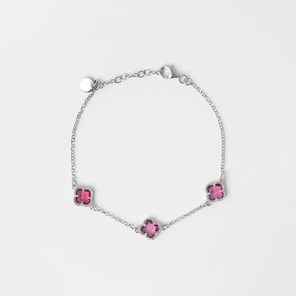 Clover Bracelet with Red Quartz