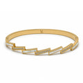 Vera Luce Geometric Gold Stainless Steel Bangle with Cubic Zirconia
