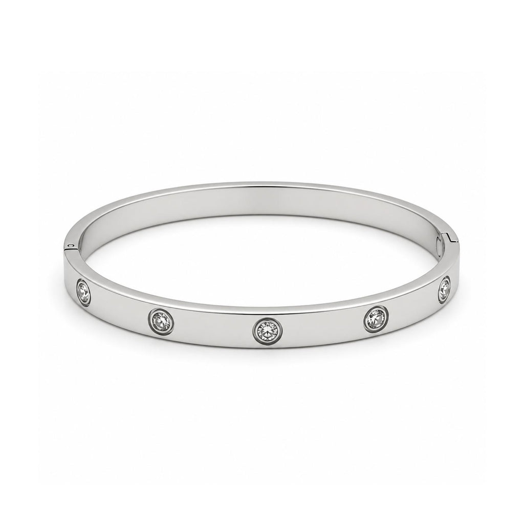 Vera Luce Classic Silver Stainless Steel Bracelet with Cubic Zirconia