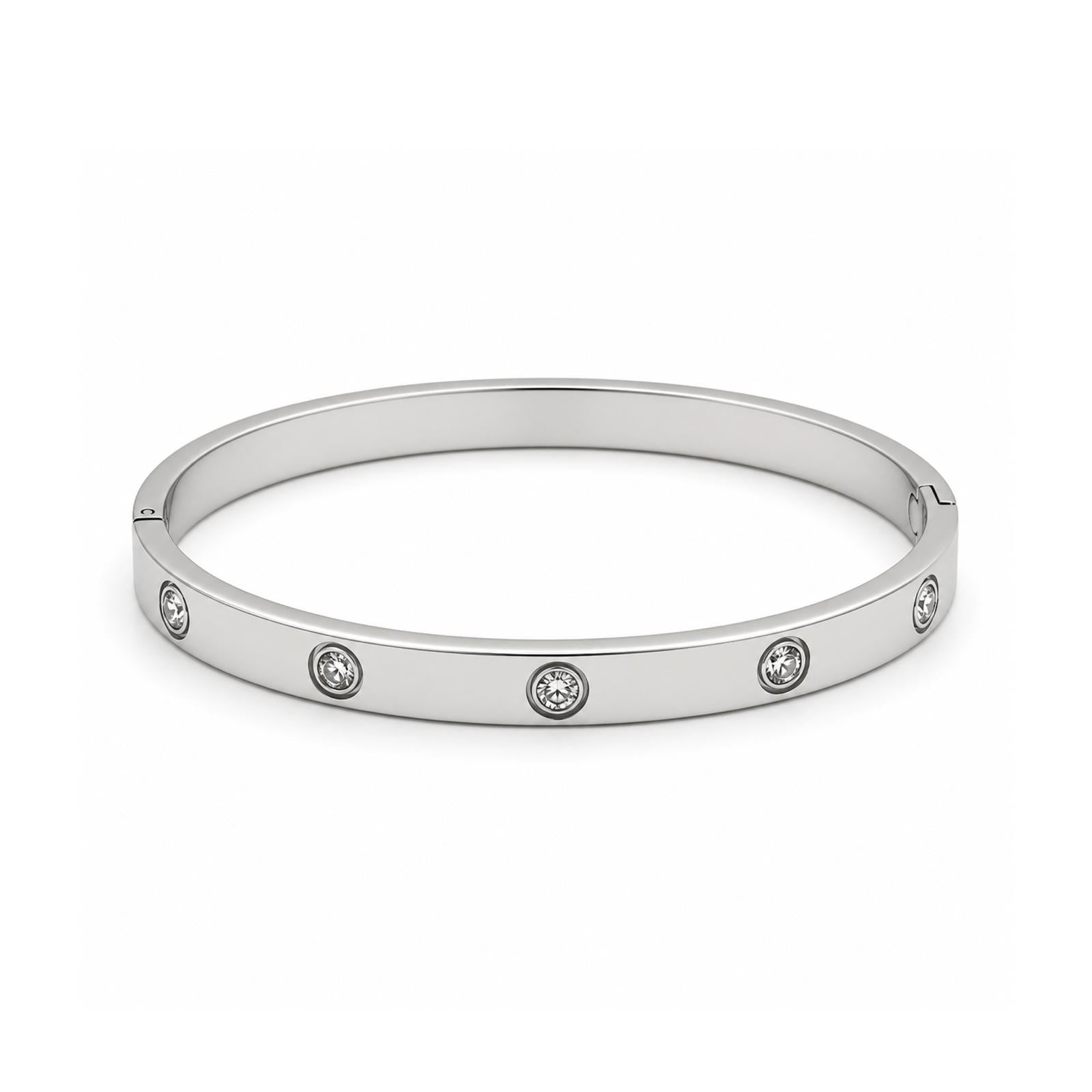 Vera Luce Classic Silver Stainless Steel Bracelet with Cubic Zirconia