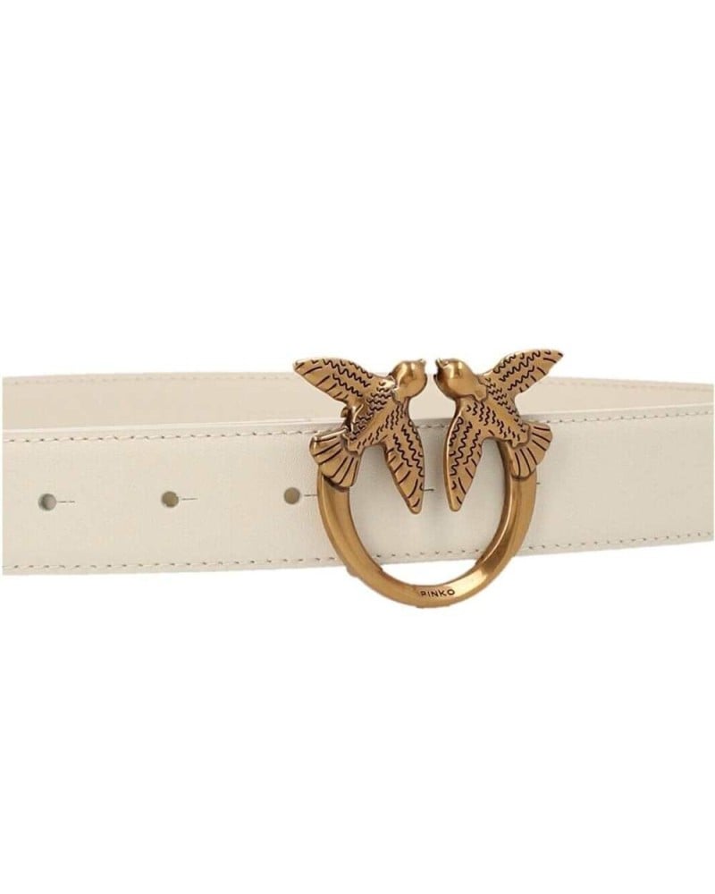 PINKO - Belt Love Berry Leather White L