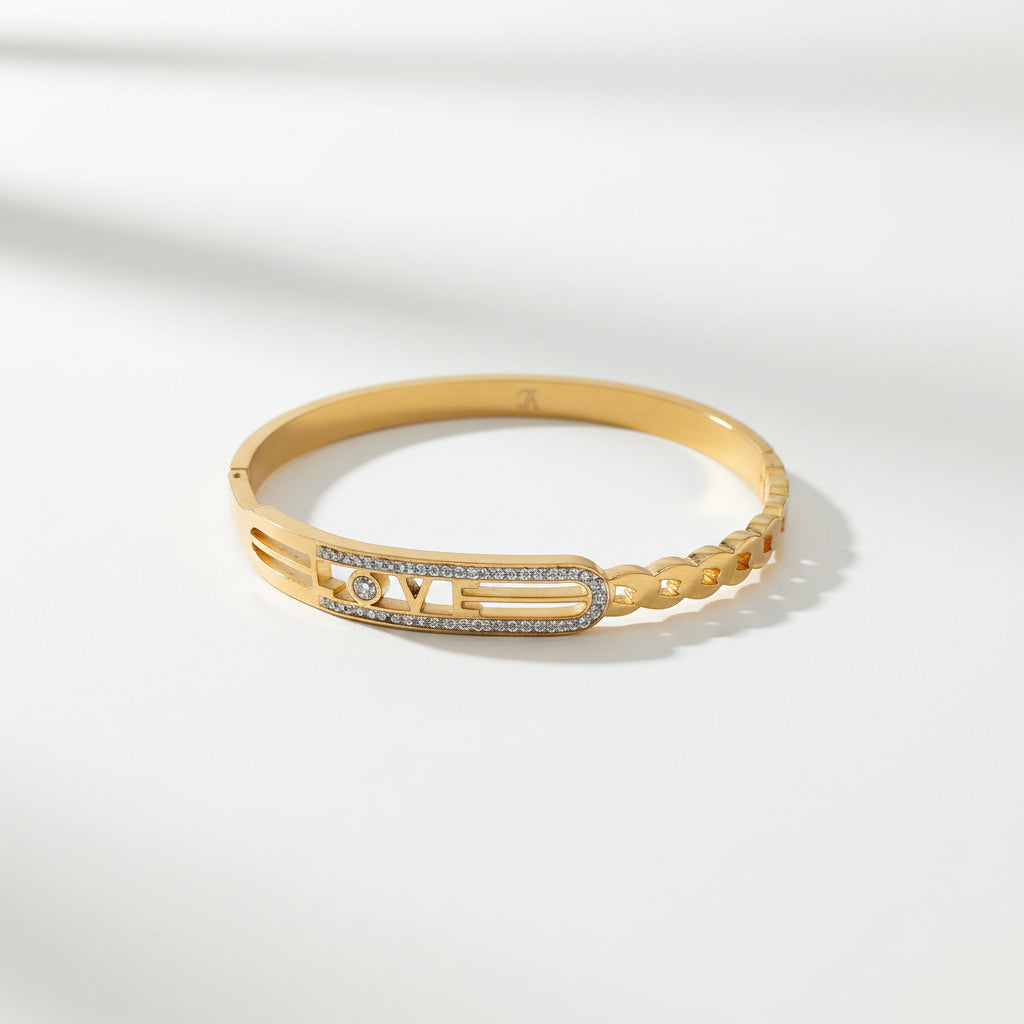 CRYSTAL "LOVE" BANGLE BRACELET