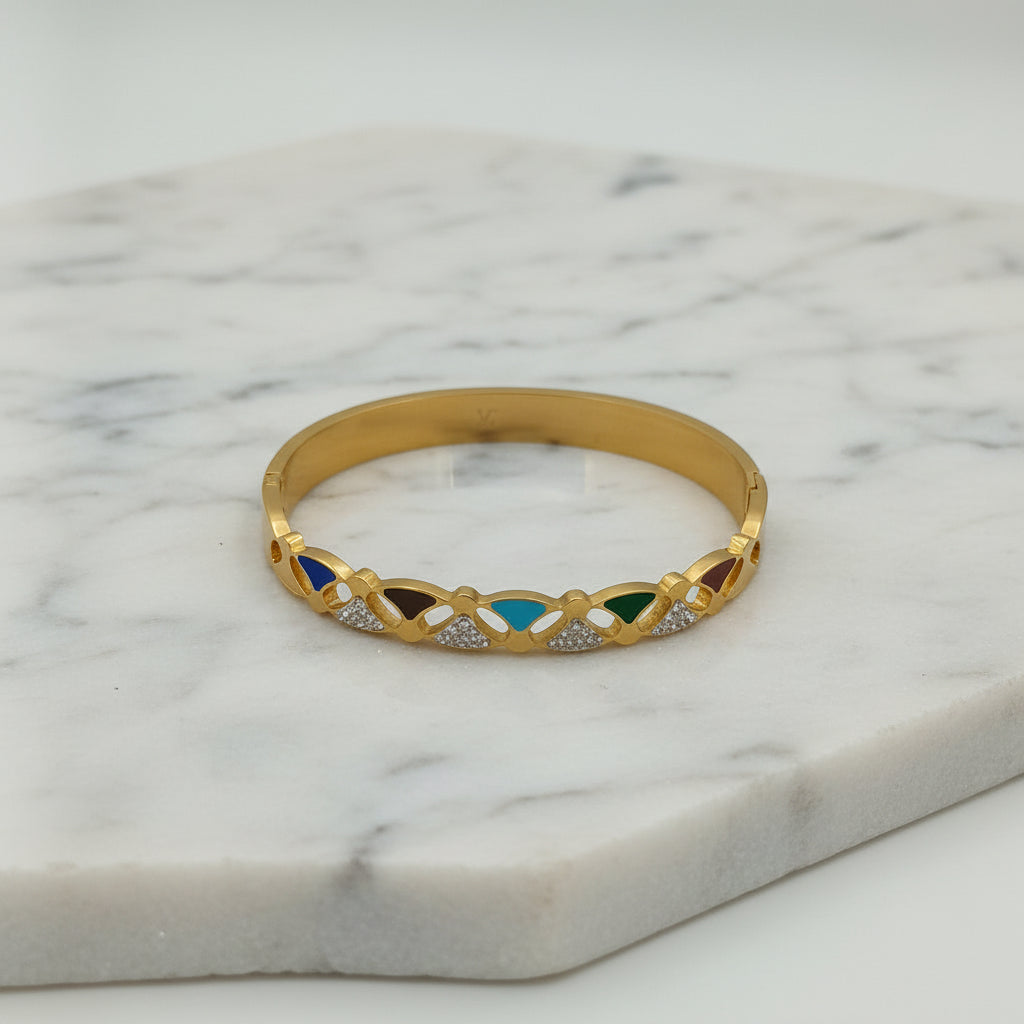 MULTICOLOR ENAMEL AND CRYSTAL BANGLE BRACELET