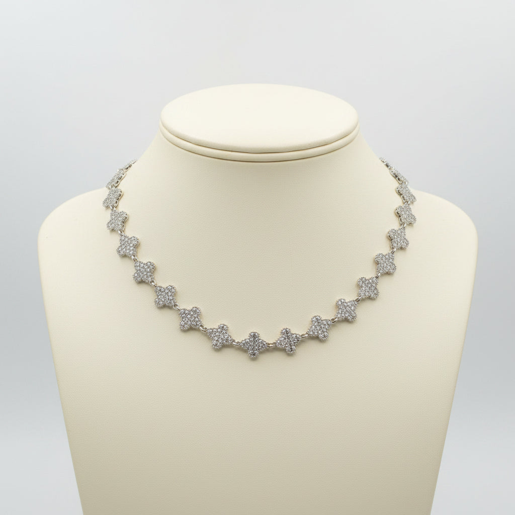 FULL PAVÉ CRYSTAL CLOVER NECKLACE