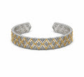 Vera Luce Two-Tone Stainless Steel Cuff with Cubic Zirconia Accents