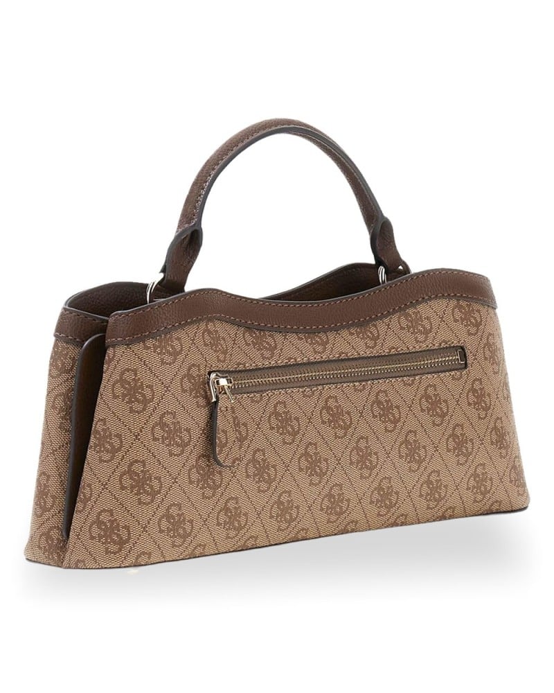 GUESS - Handbag Lindsey Small Satchel Latte logo