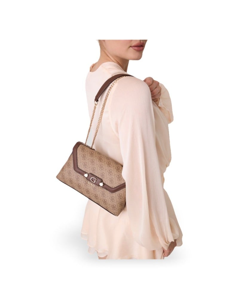 GUESS - Crossbody Bag Lindsey Convertible Flap Latte logo