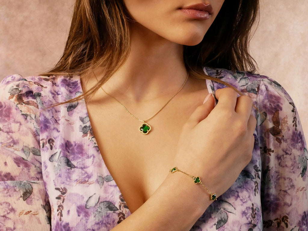 Clover | Bracelet with Emerald Quartz