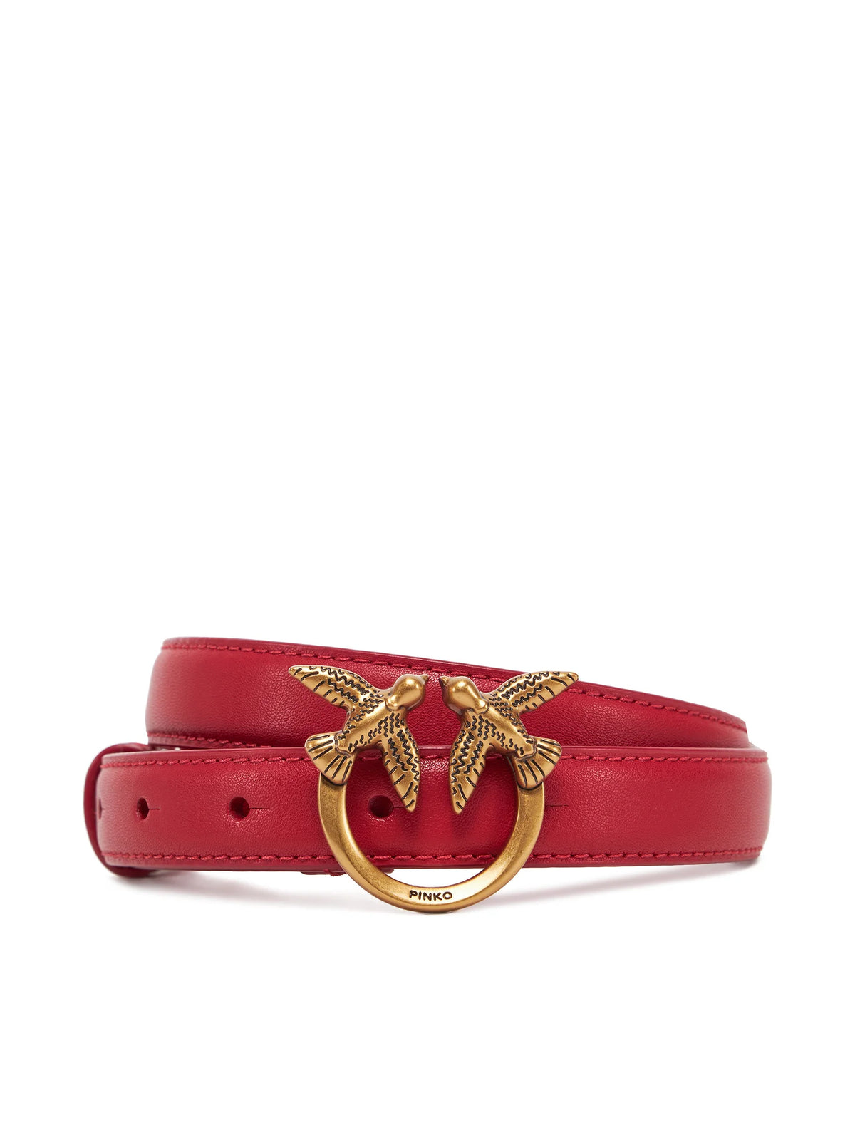 PINKO Belt Love Berry H2 Ruby Red M - Belts in Kuwait | حزام جلد طبيعي لوف بيري (Love Berry H2) أحمر ياقوتي - مقاس M -